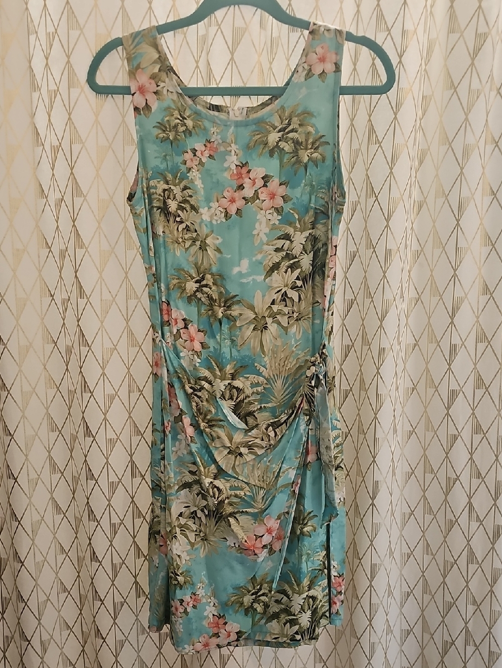 NWT RARE Authentic Disney Parks Teal Tropical Floral Faux Sarong Dress